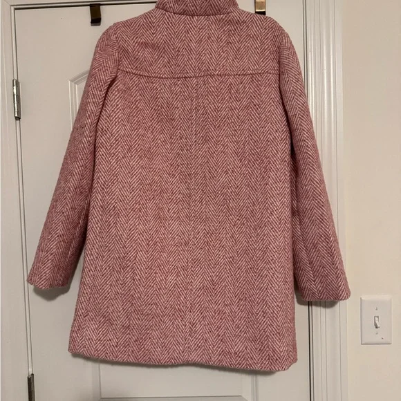 J. Crew Pink Herringbone Wool Blend Pea Coat - Picture 6 of 10